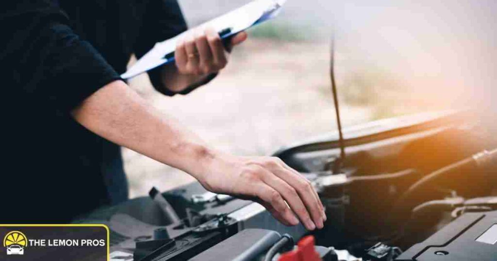 Mechanic inspecting a defective vehicle during a lemon law evaluation.