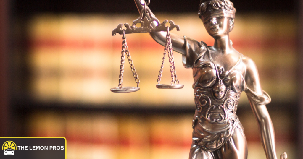 Legal scales representing fairness in BMW Lemon Law claims.